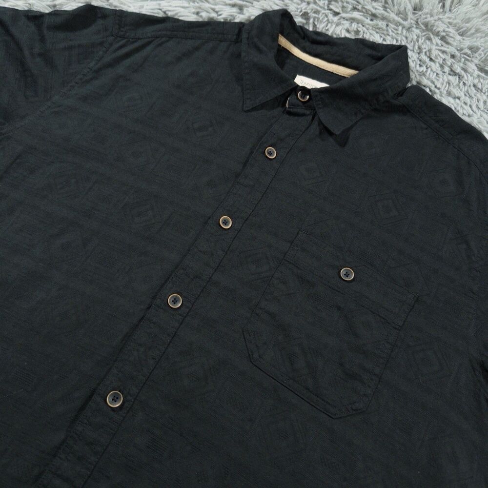 Territory Ahead Shirt Extra Large Black Button Up Jacquard Geometric Pocket Mens